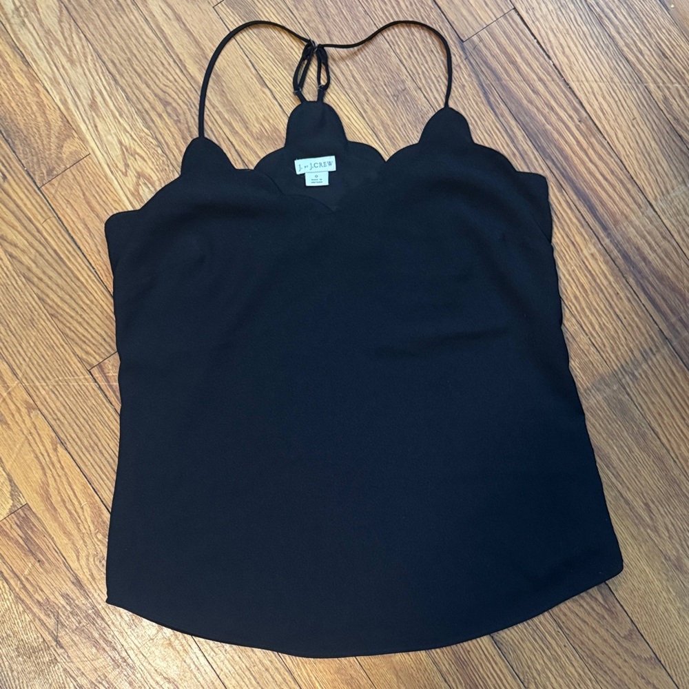 LIKE NEW! J.Crew Black Scalloped Camisole, Size 0.